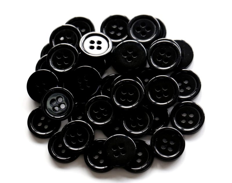 GANSSIA 5/8 Inch 4 Holes Black Buttons 15mm Sewing Round Button for Craft Pack of 160 Pcs - Image 5